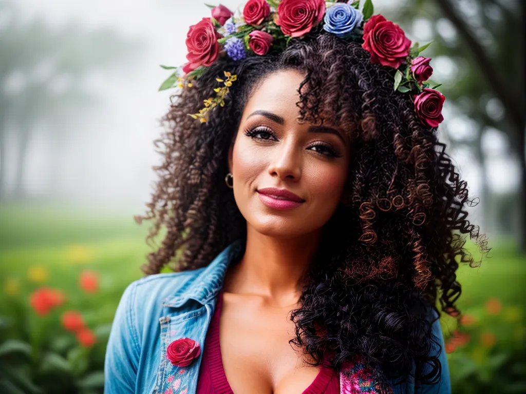 Descubra a Profundidade dos Sonhos com Cachos e Flores 5 Fotos mulher cabelo cacheado flores sonhos