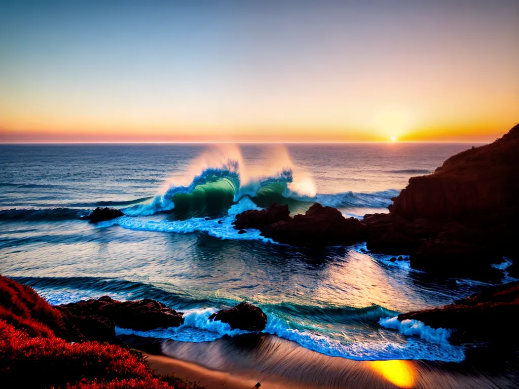 Fotos por do sol praia secreta natureza