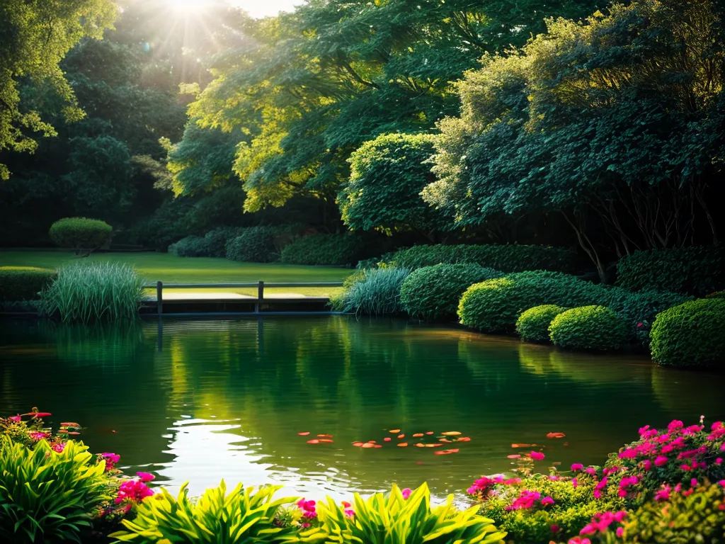 Descubra o significado de sonhar com Harmonia e Equilíbrio 3 Fotos jardim harmonia flores pond