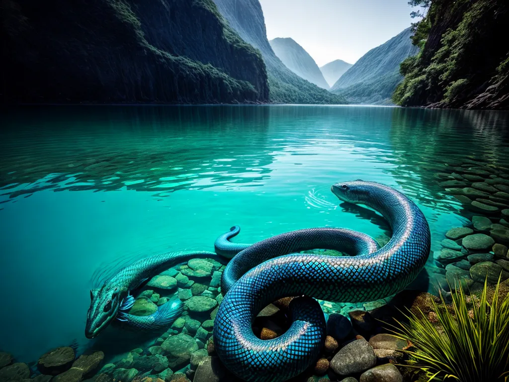 Fotos lago sereno serpente aquatica
