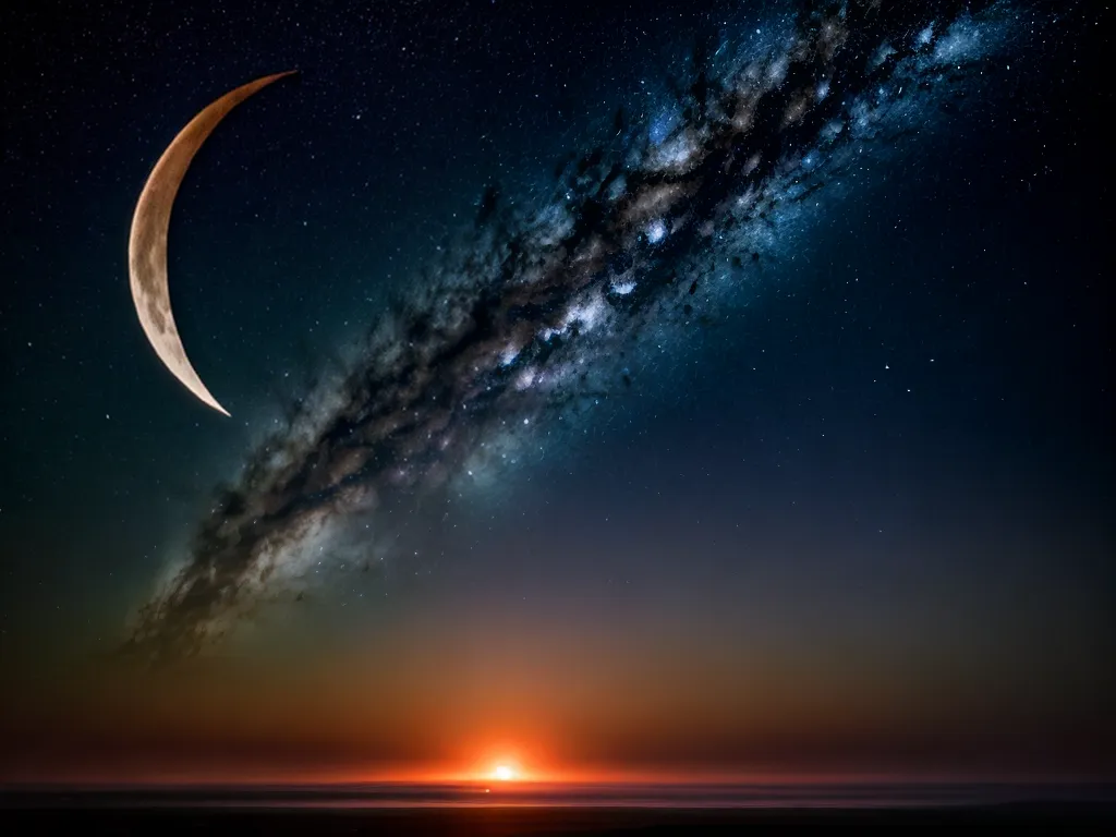 Fotos lua crescente ceu estrelas misterio