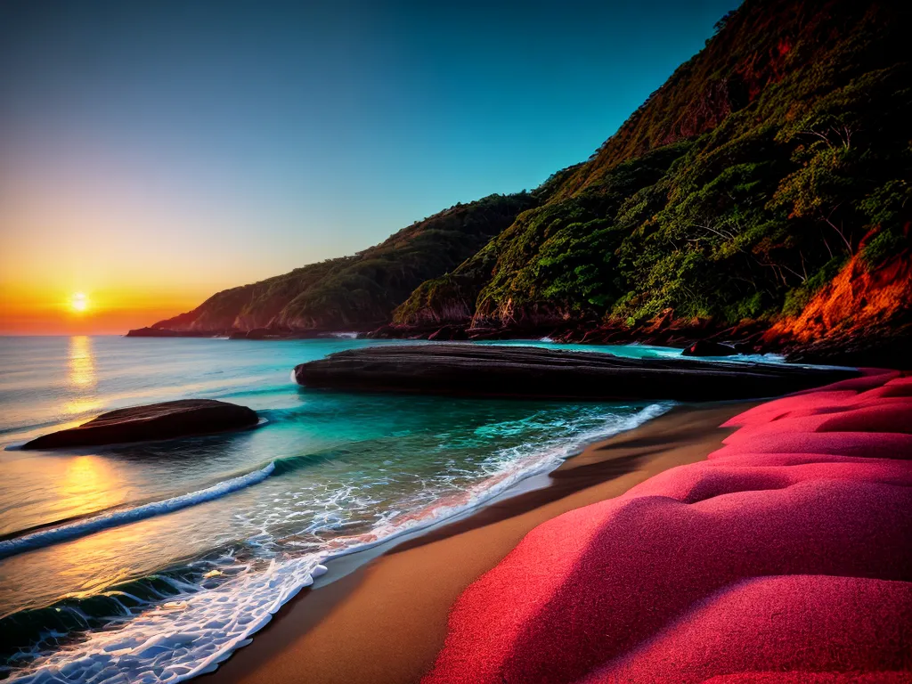 O Significado de Sonhar com Praias Secretas 4 Fotos por do sol vibrante praia escondida