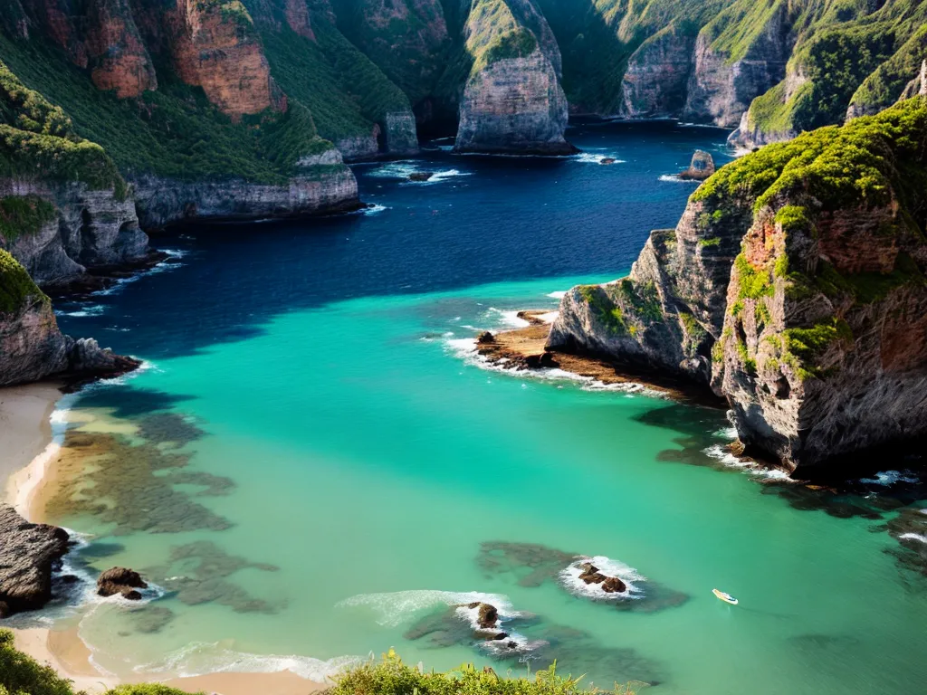 Fotos praia paraiso escondido cliffs turquesa