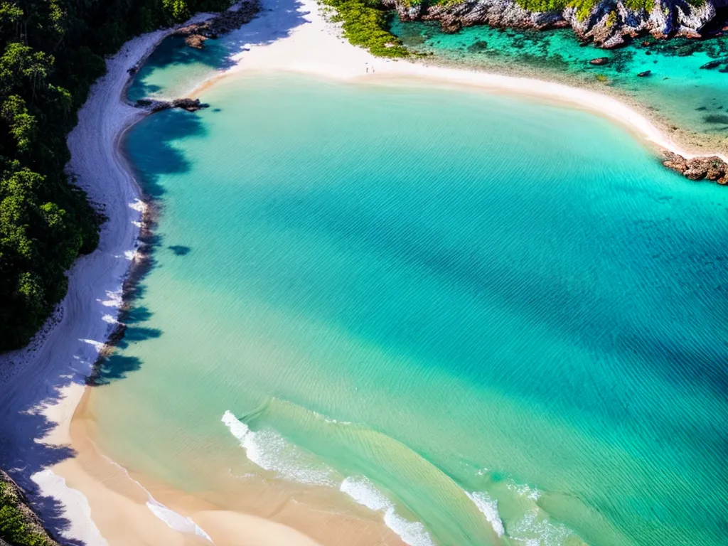 Fotos praia tranquila aguas turquesa ceu azul