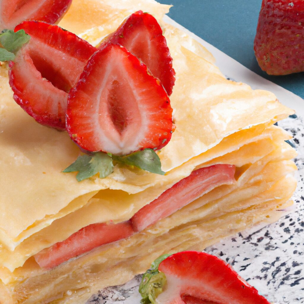 Receita de Bolo Mil Folhas de Morango