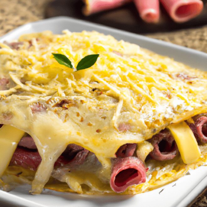 Receita de Panqueca de Carne Moída com Queijo e Presunto