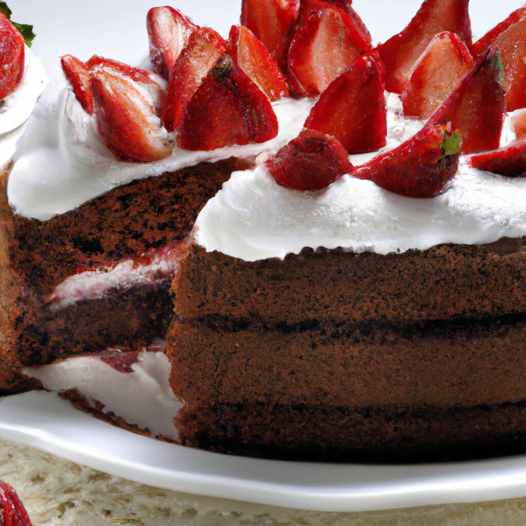 Receita de Bolo de Chocolate com Chantilly e Morango