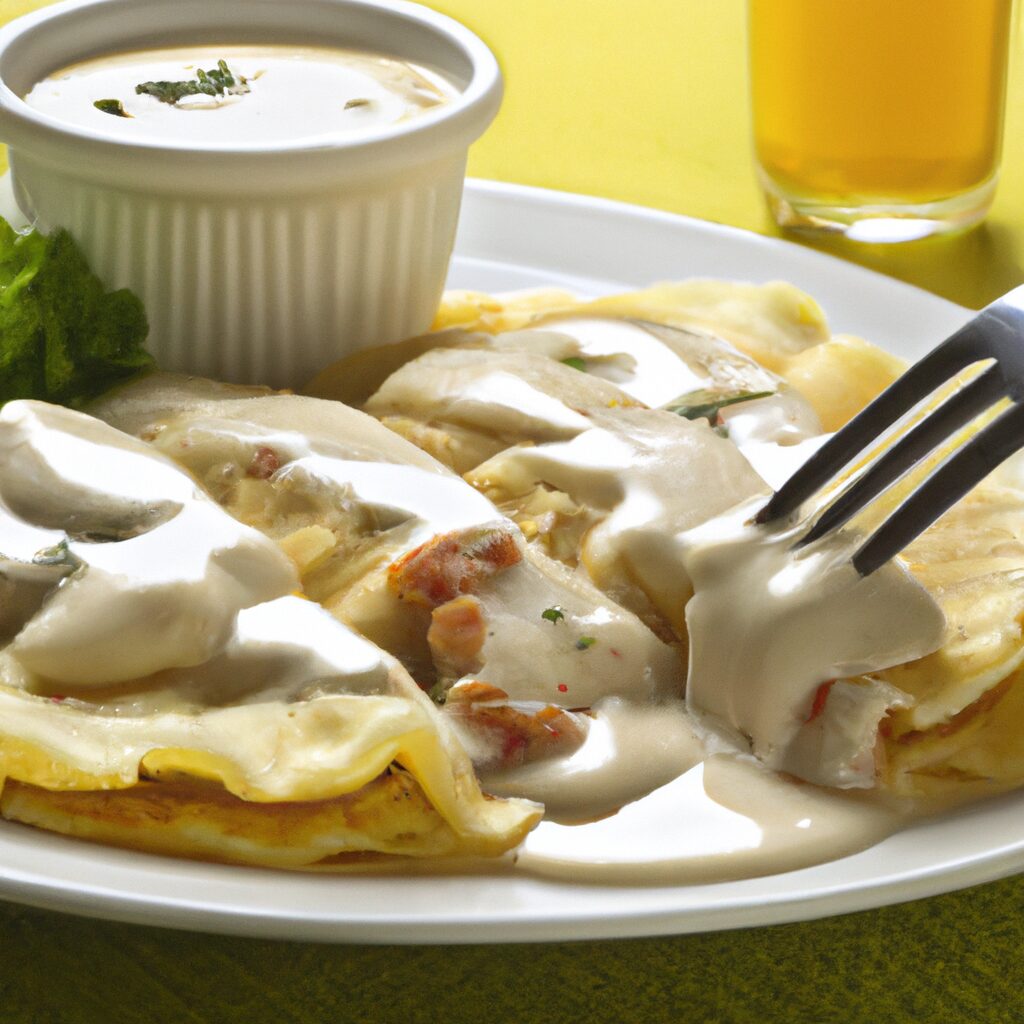 Receita de Panquecas de Frango com Molho Branco
