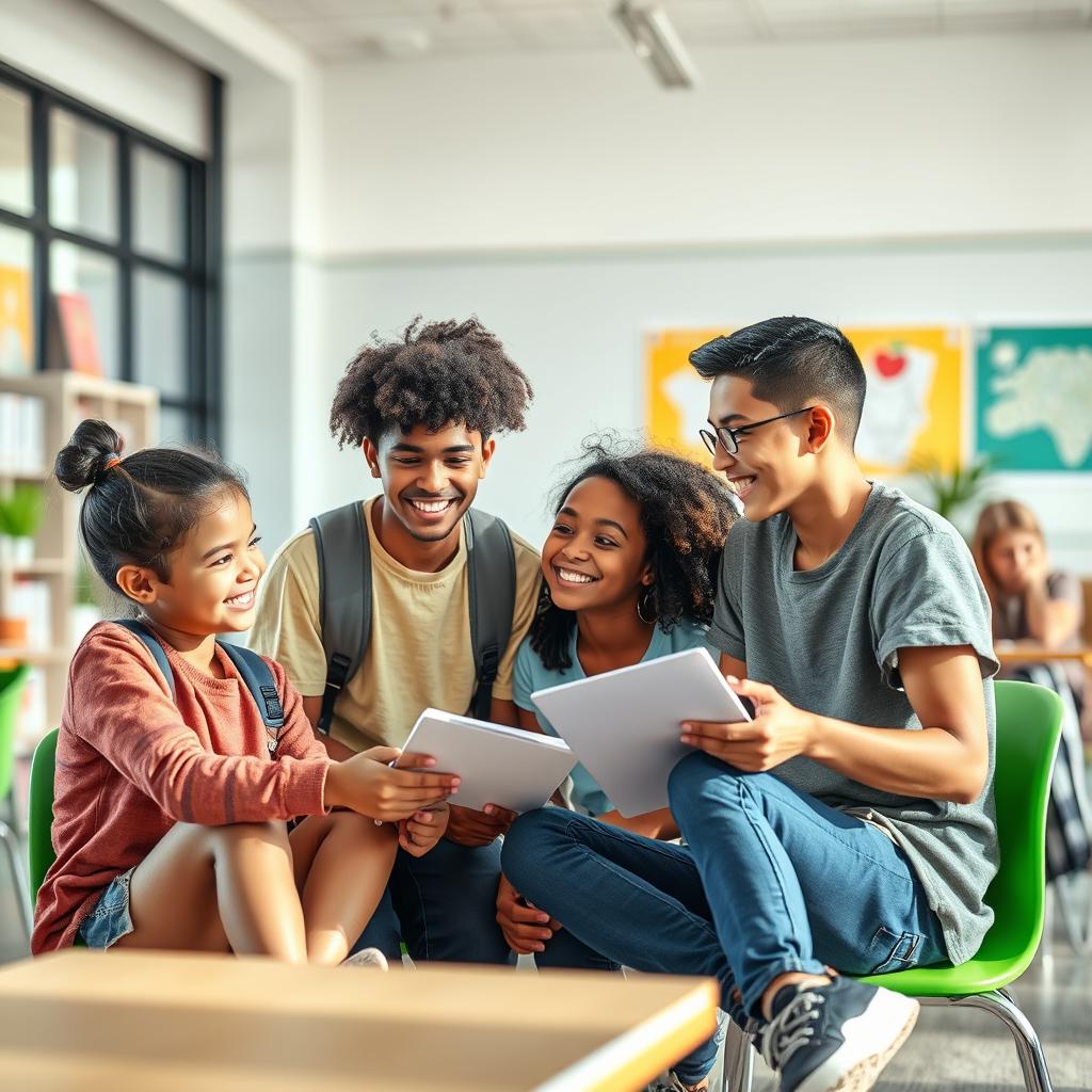 Mãos de diferentes pessoas segurando corações de papel com símbolos de gênero diversos, representando união e apoio à equidade de gênero na educação.