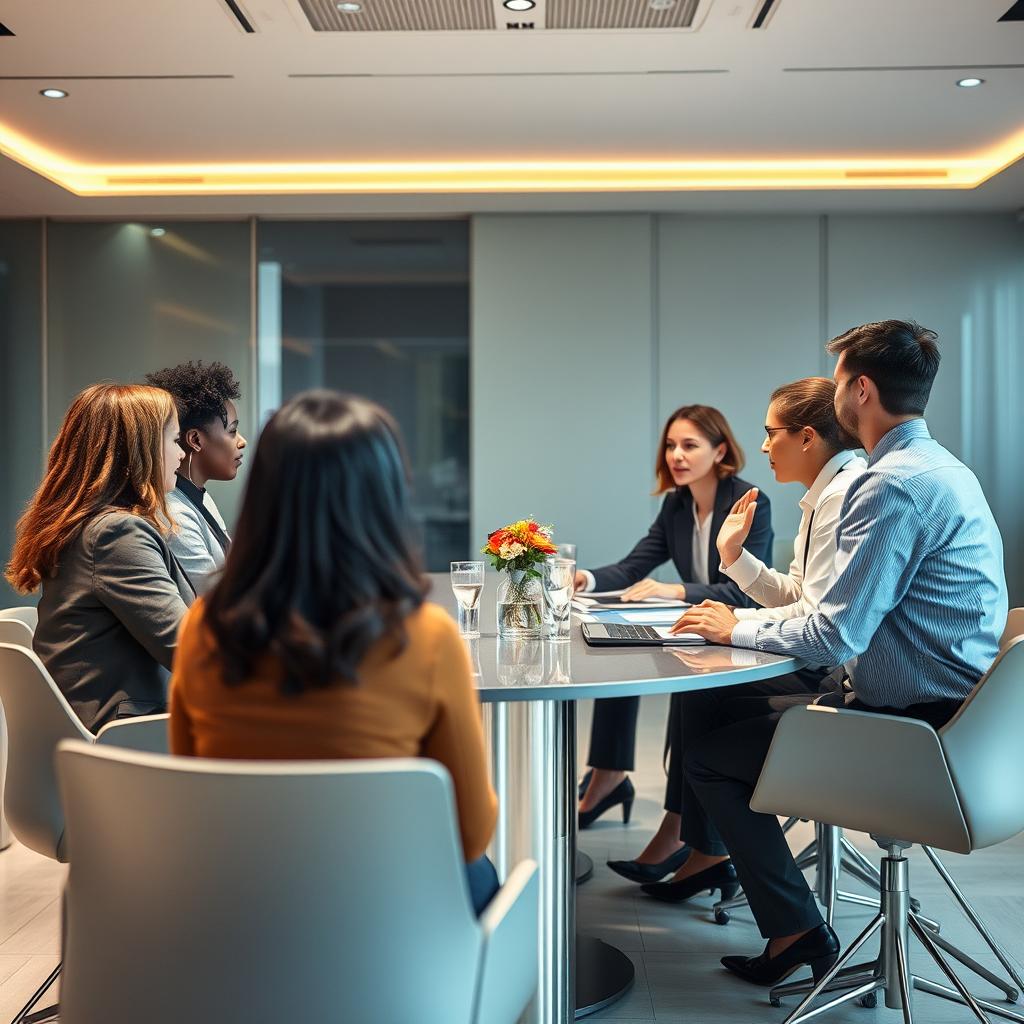 image Pessoas de diferentes origens se engajando em uma conversa respeitosa ao redor de uma mesa.