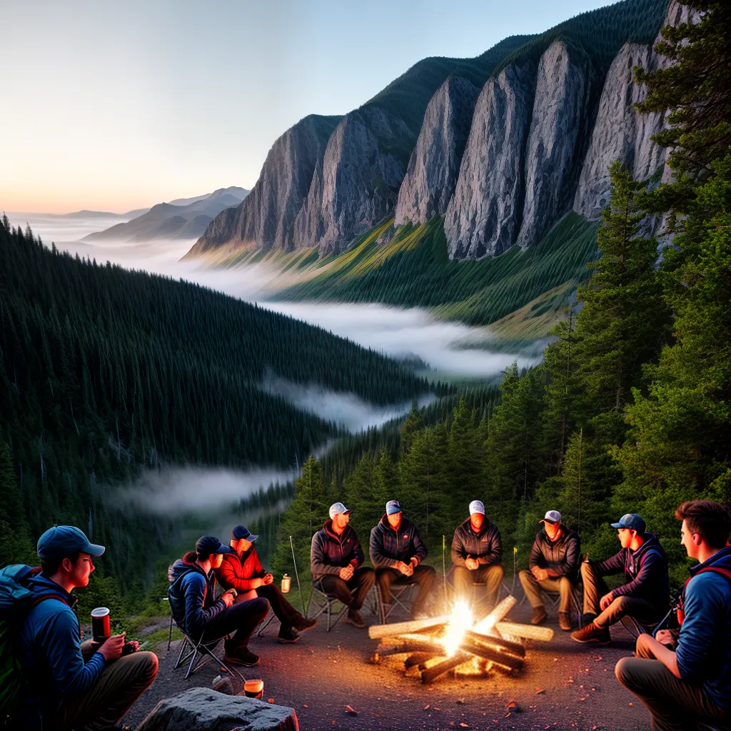 Fotos acampamento fogueira pratos reutilizaveis paisagem