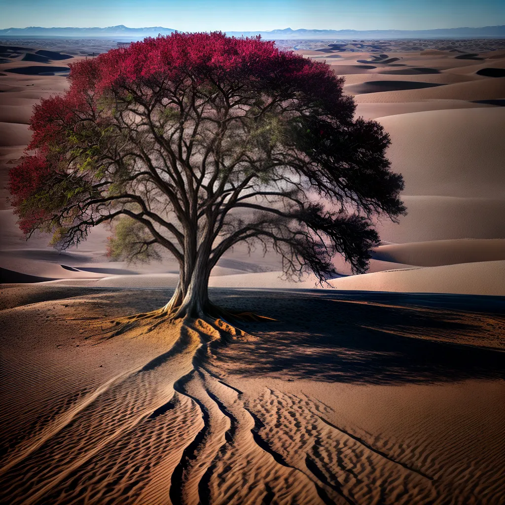 Fotos arvore solitaria deserto persistencia