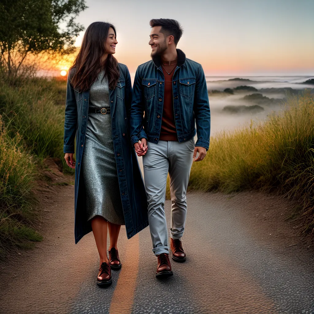 Fotos caminhada casal por do sol compromisso