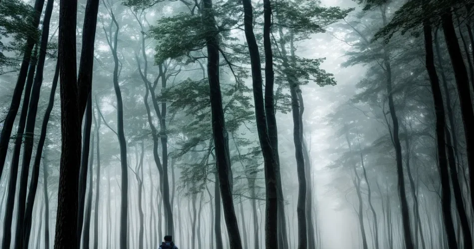 Fotos caminhada floresta escura luz distante