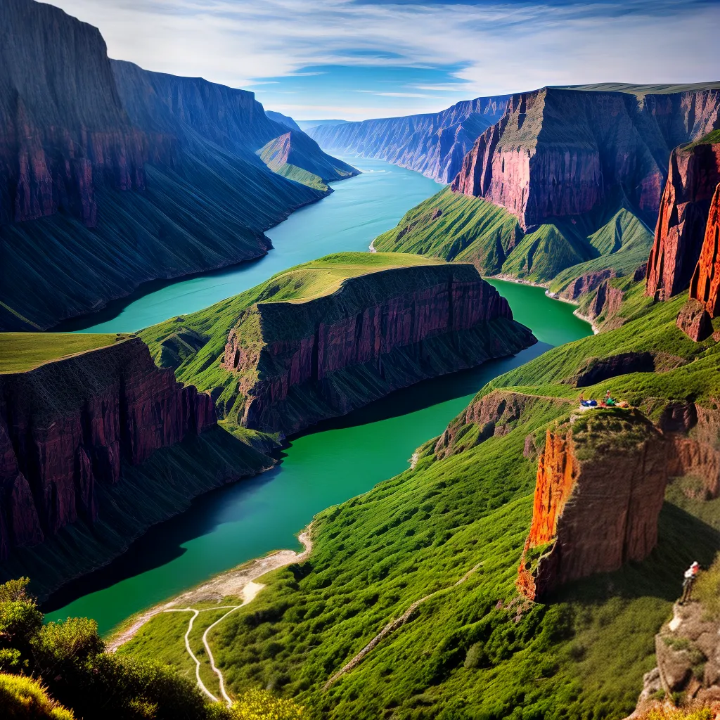 Fotos canyon solitario hiker paisagem colorida