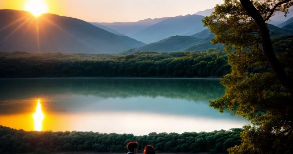 Fotos casal banco parque por do sol 1