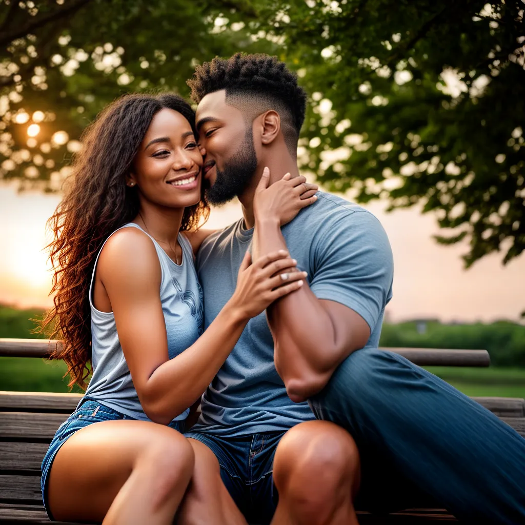 Fotos casal banco parque por do sol arco iris