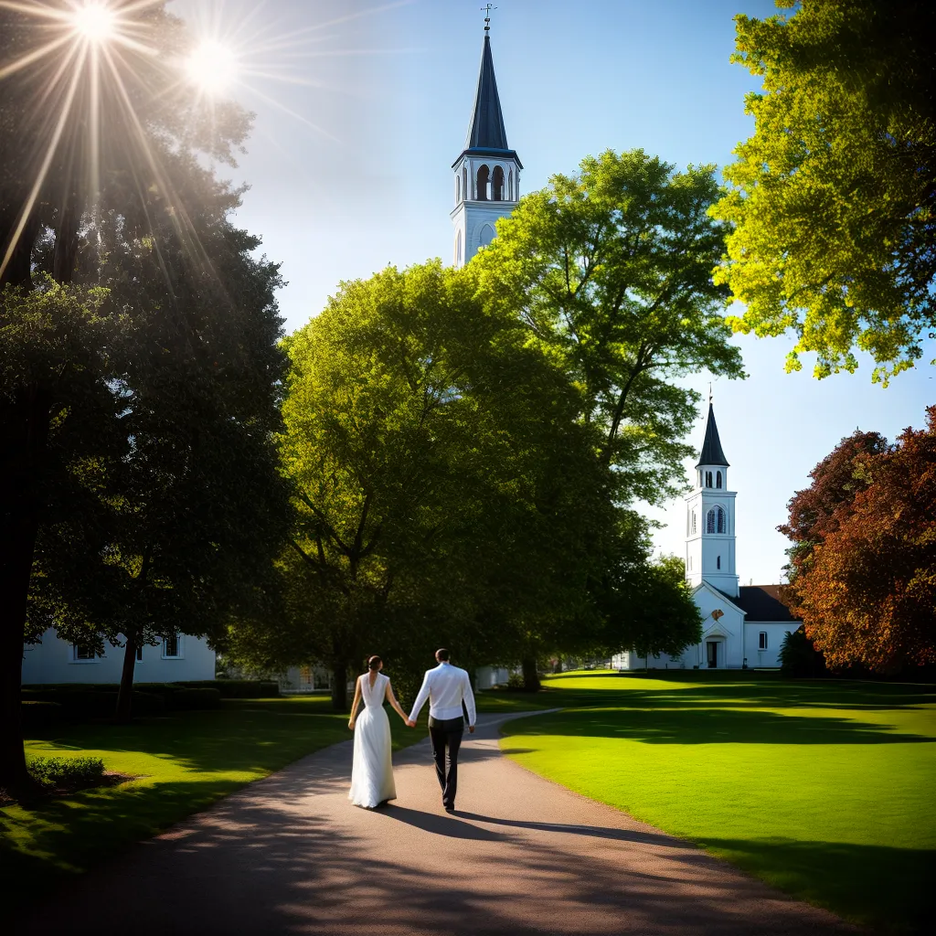 Fotos casal caminhada flores sol igreja