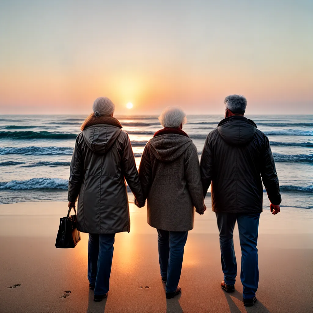 Fotos casal idoso amor praia por do sol