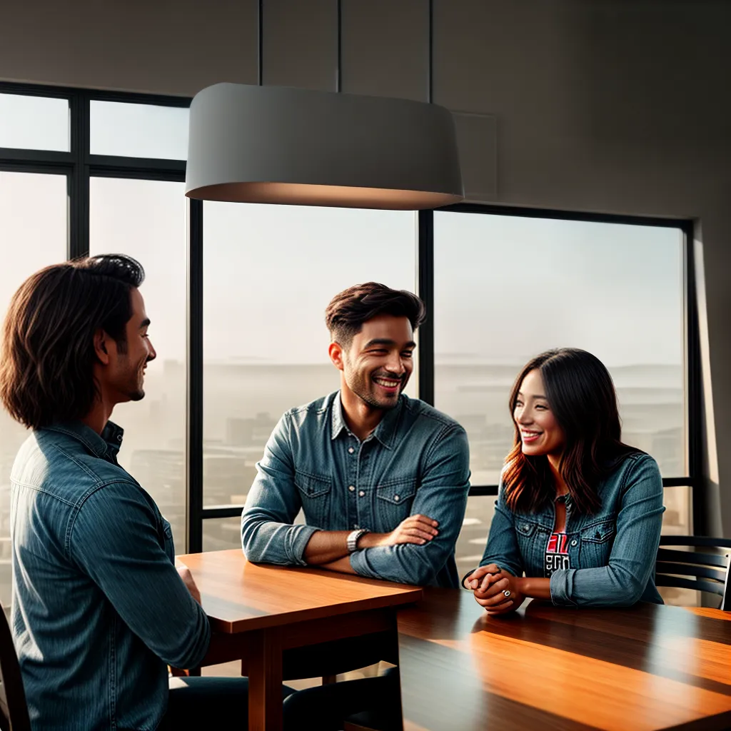 Fotos casal mesa comunicacao feliz