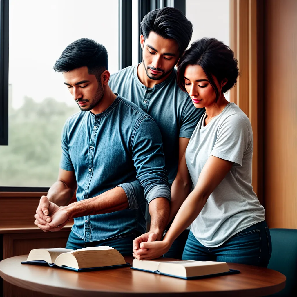 Fotos casal orando biblia mesa fe