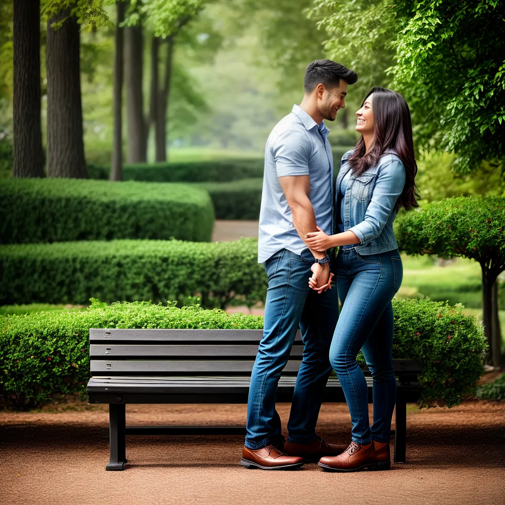 Fotos casal parque sorriso maos verde