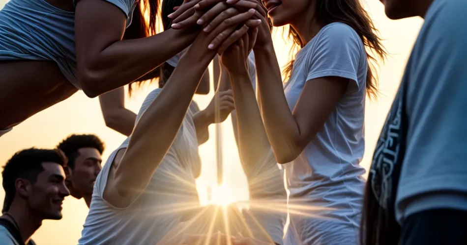 Fotos circulo jovens luz espiritual