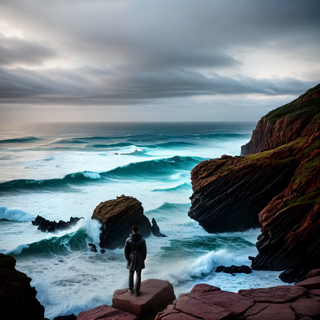 Fotos cliff mar agitado ceu esperanca