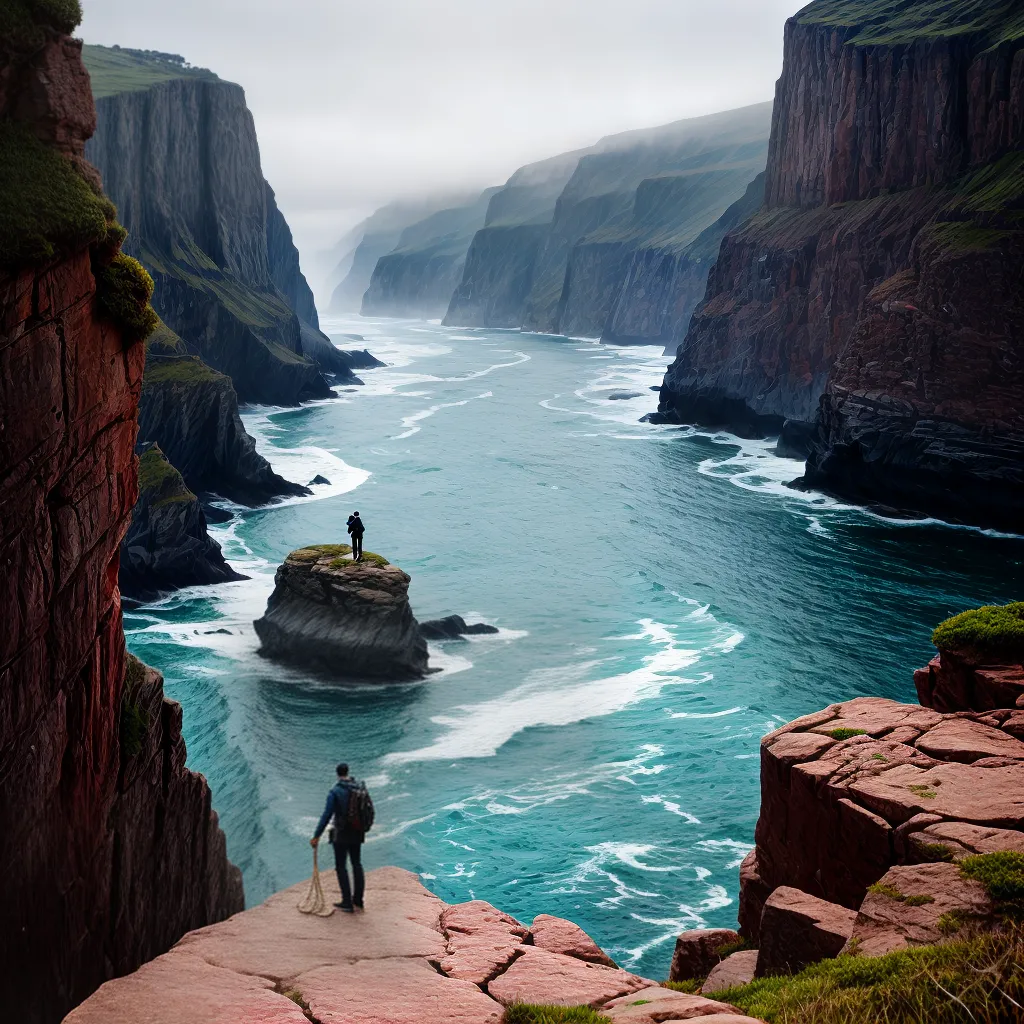 Fotos cliff mar agitado firme fe