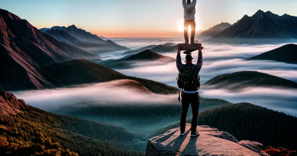 Fotos conquista montanha sol