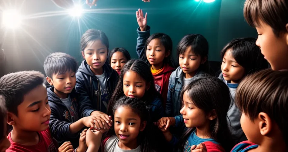 Fotos criancas oracao circulo mural fe