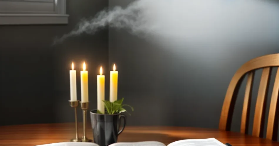 Fotos devocional biblia jornal velas