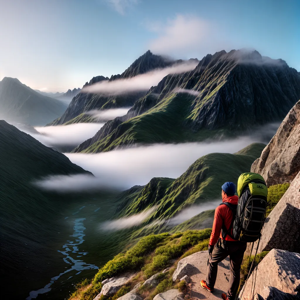 Fotos escalada desafio caminhada cume nuvem