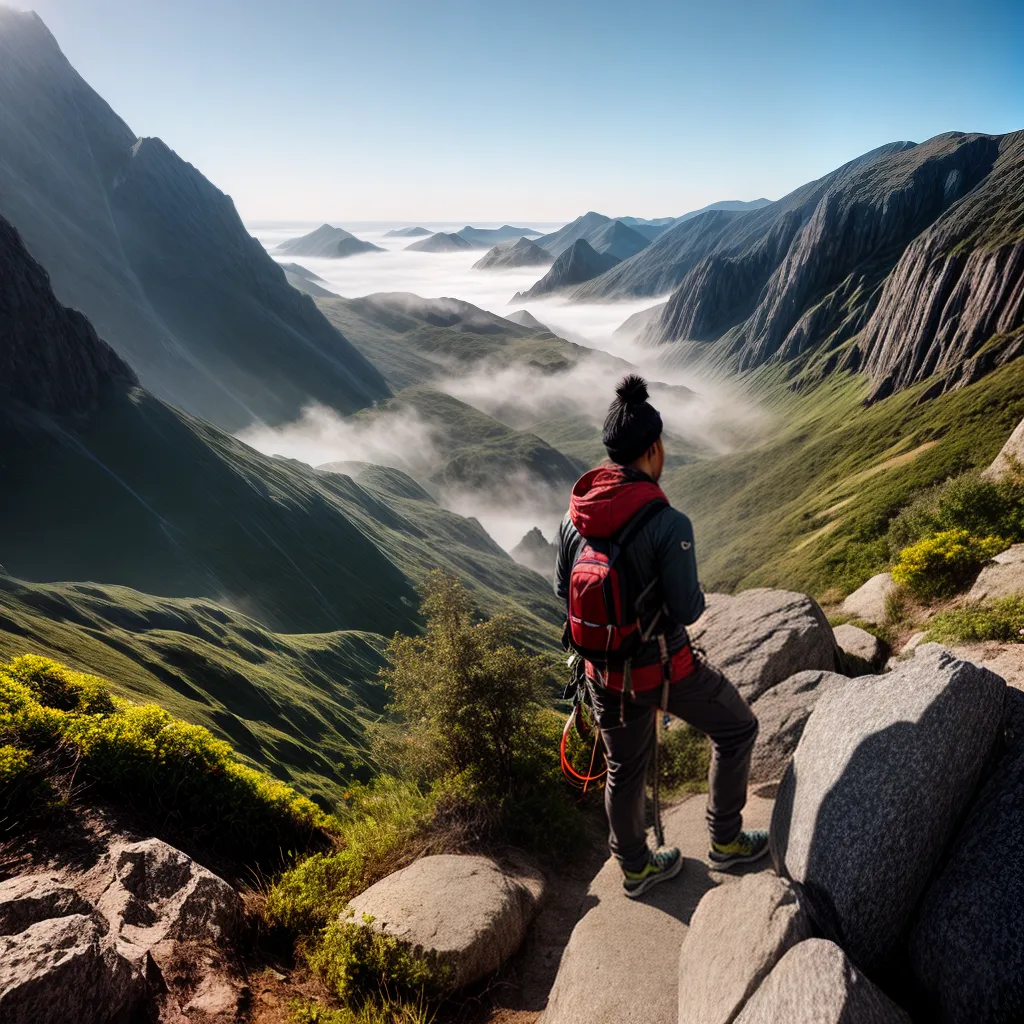 Fotos escalada determinacao vista montanha