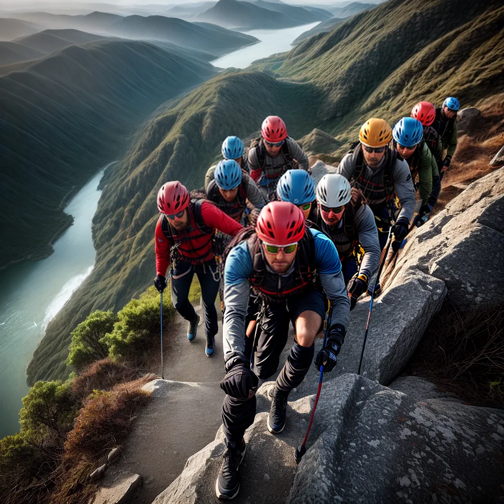 Fotos escalada grupo ajuda dificuldades
