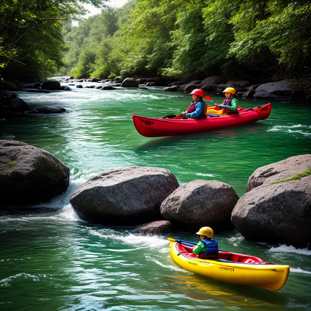 Fotos familia caiaque rio natureza