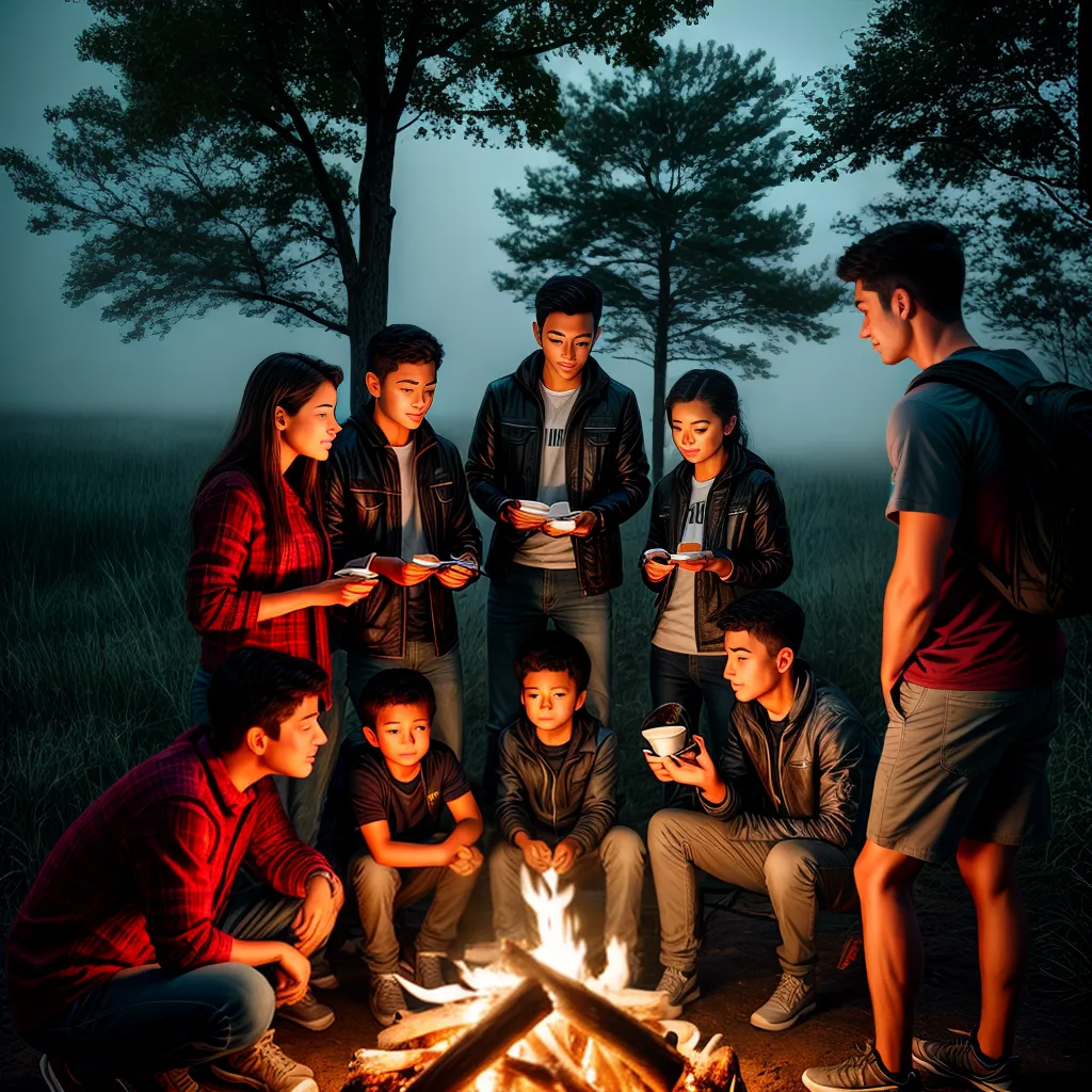 Fotos familia fogueira biblia ferias