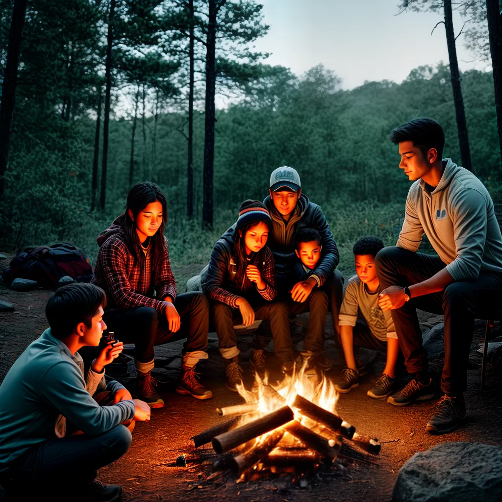 Fotos familia fogueira noite oracao natureza
