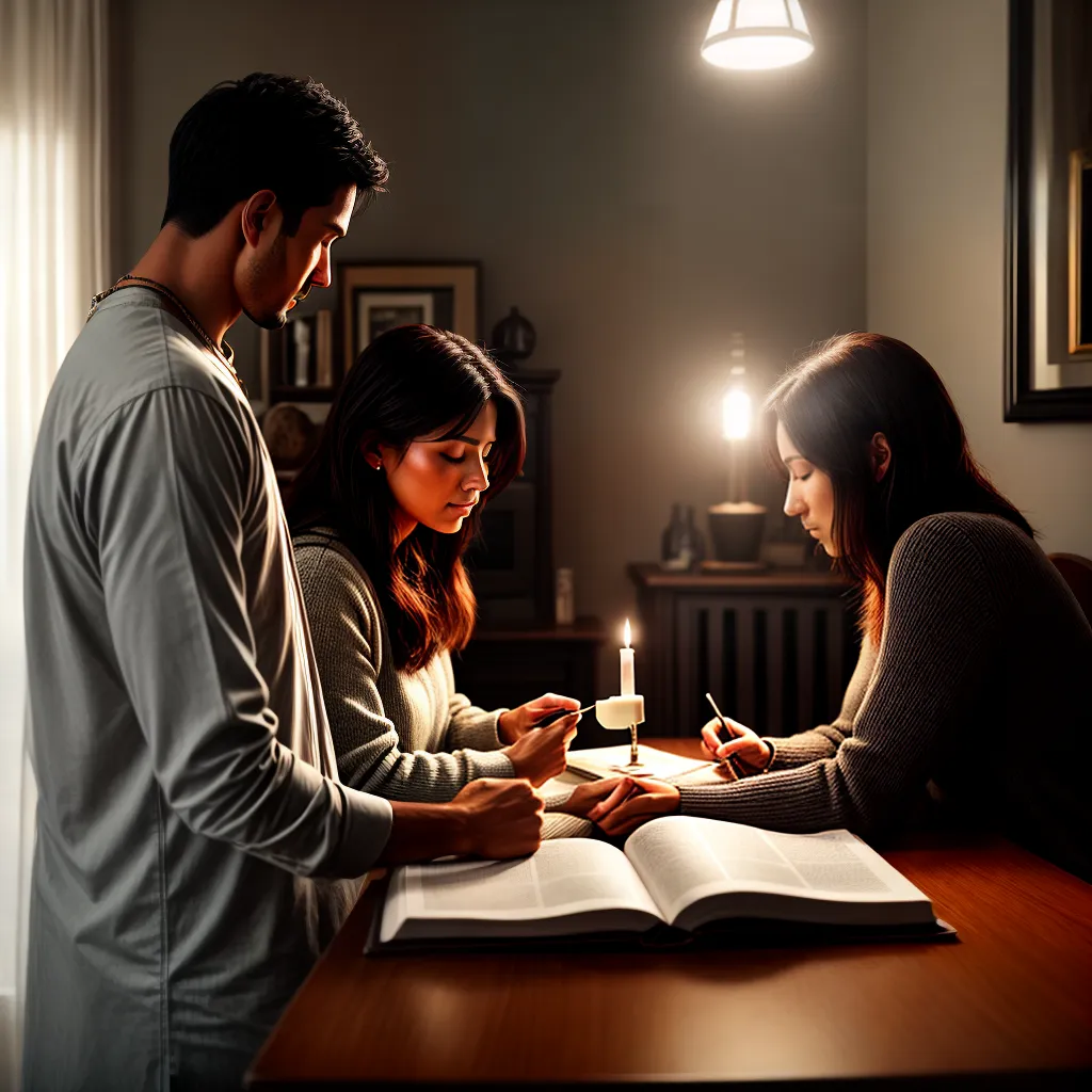 Fotos familia oracao biblia cruz vela