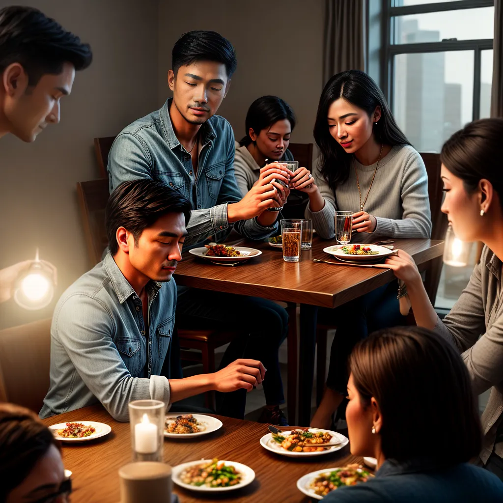 Fotos familia oracao jantar reverencia