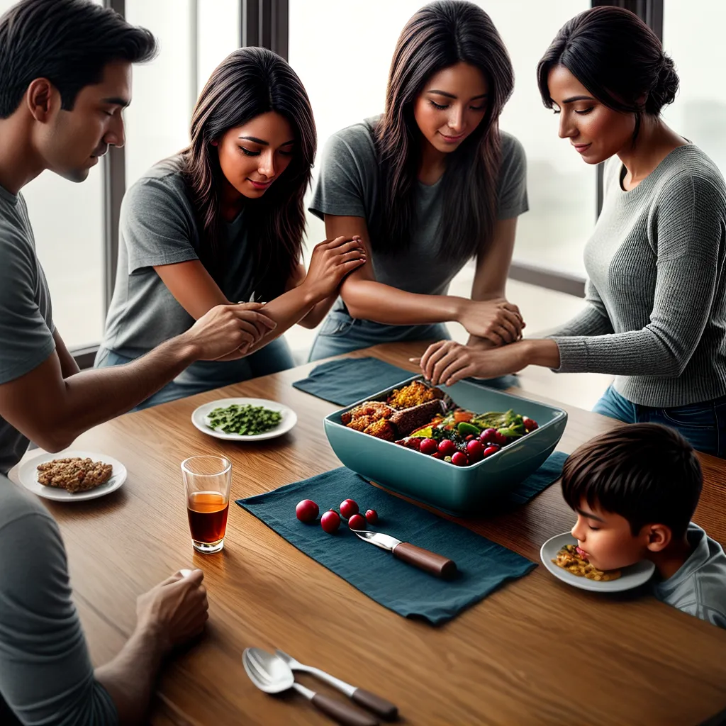 Fotos familia oracao mesa conversa