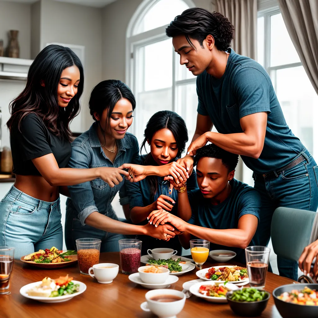 Fotos familia oracao mesa fe 1