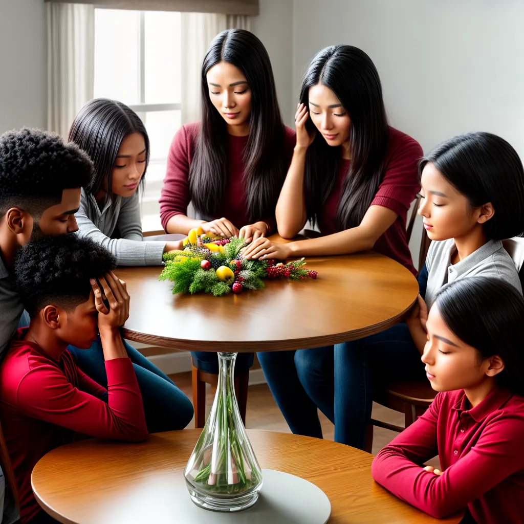 Fotos familia oracao mesa fe 2