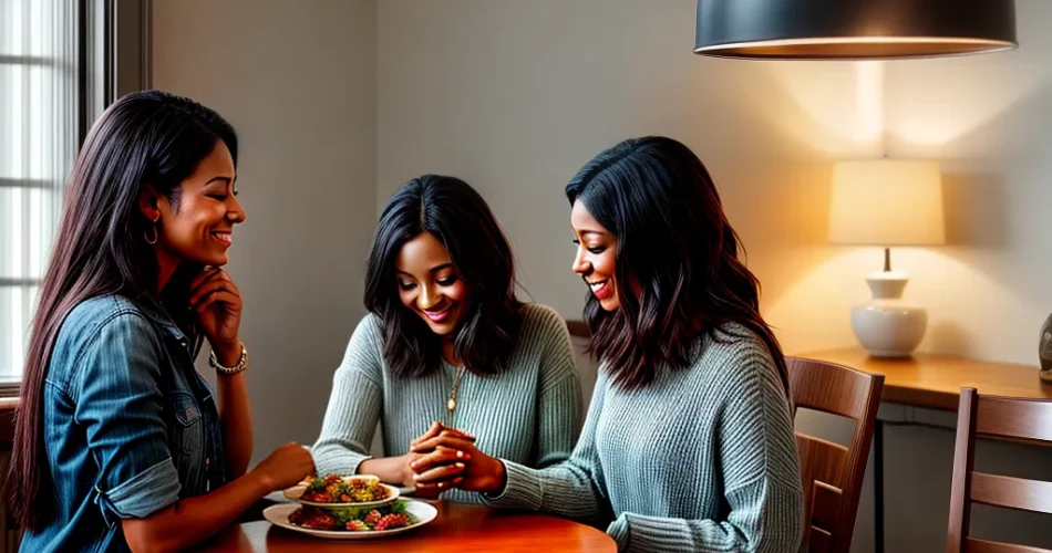 Fotos familia oracao mesa sorriso fe