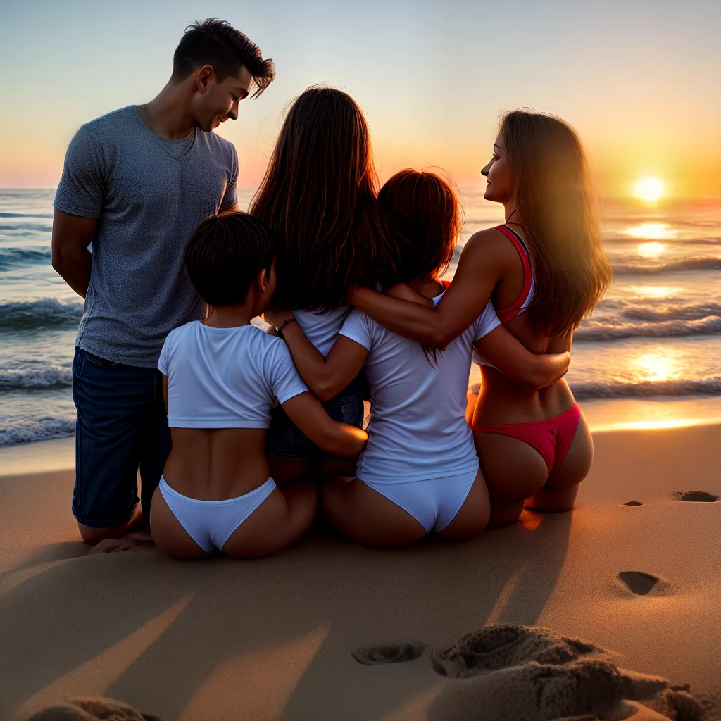 Fotos familia oracao praia por do sol