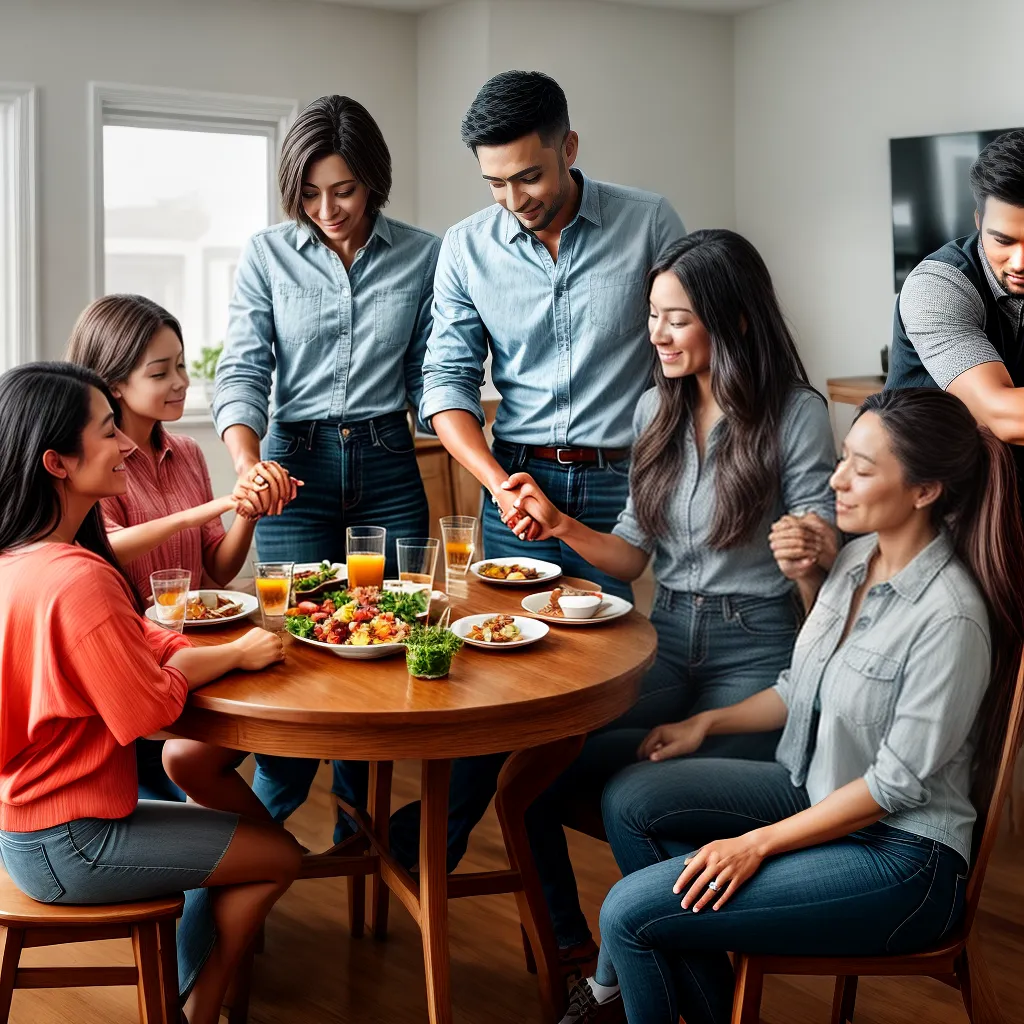 Fotos familia orando mesa fe unidade