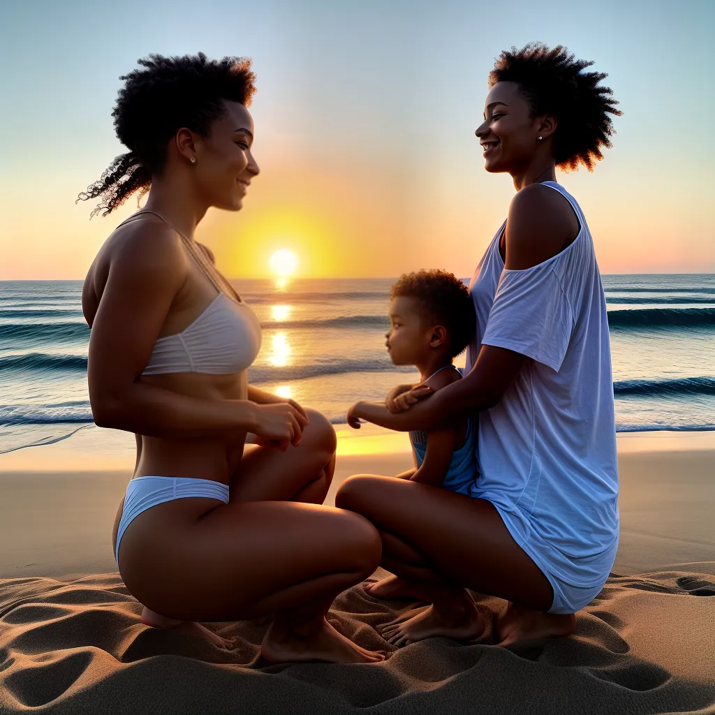 Fotos familia praia por do sol ferias