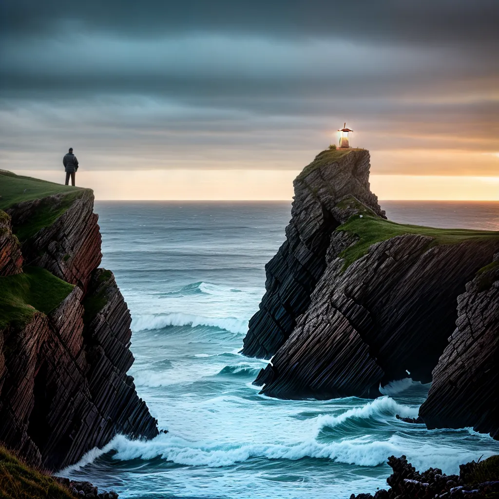 Fotos fe cliff lanterna mar temporal