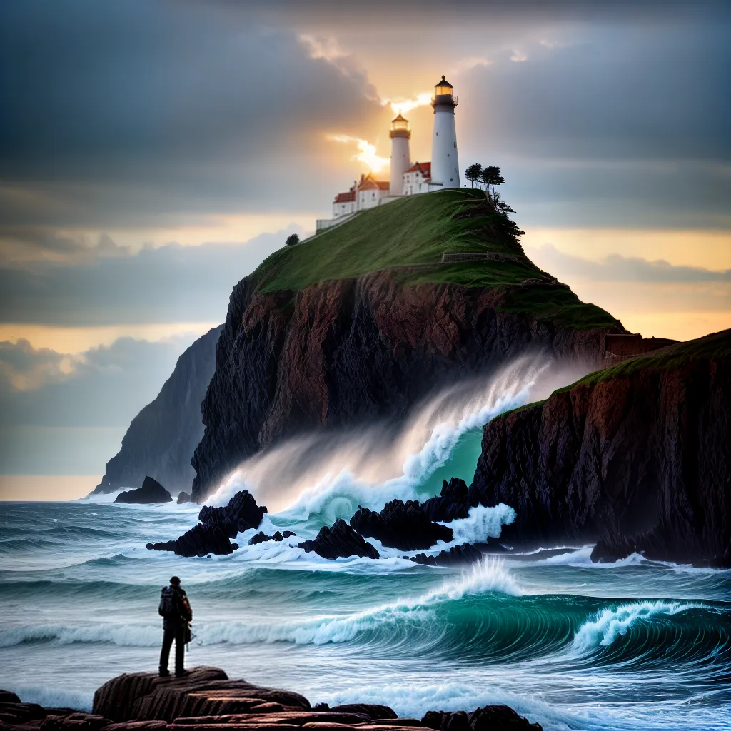 Fotos fe pedra tempestade mar farol