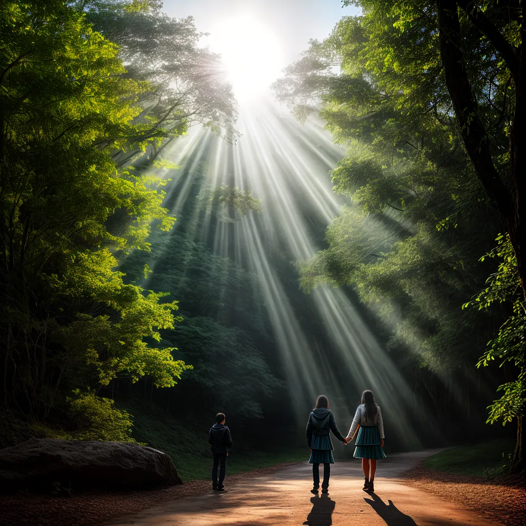 Fotos floresta verde maos unidas sol